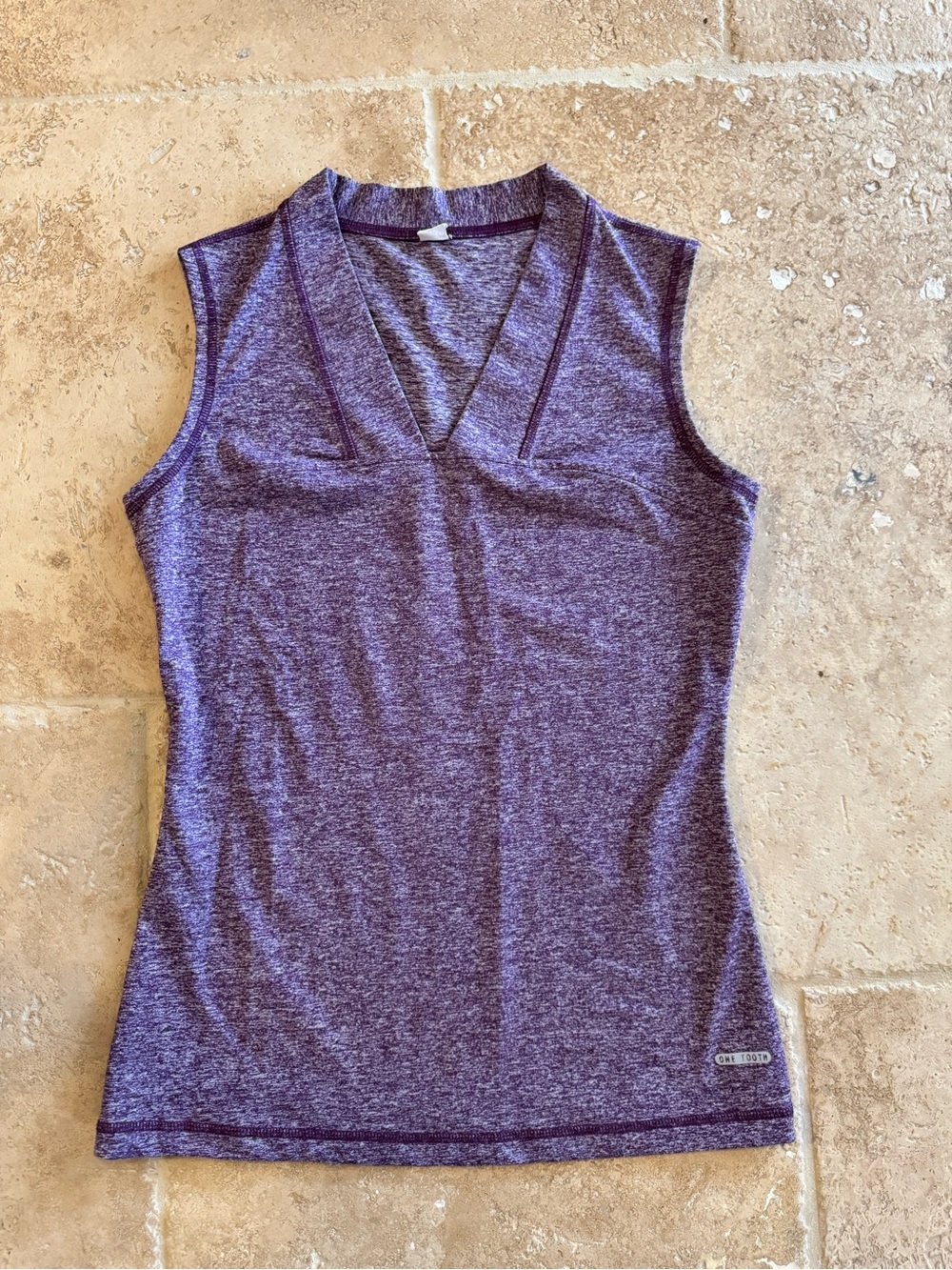 Sleeveless V-Neck Heathered Purple Tank Top